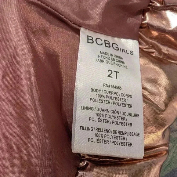 BCBG Girls Metallic Rose Gold Puffer Vest Size 2T - Picture 5 of 5